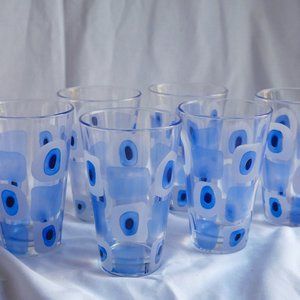 Vintage Hand Painted Blue Tumbler Glasses